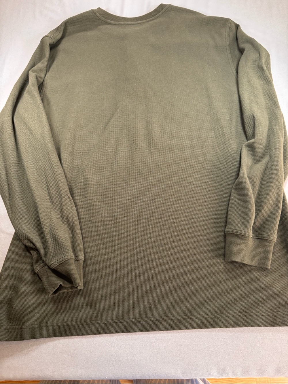 L.L. Bean Olive Green Henley Long Sleeve Shirt - Picture 7 of 7